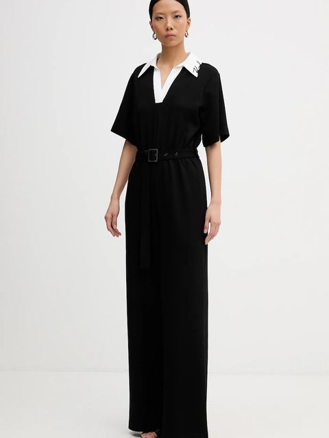 Karl Lagerfeld kombinezon SIGNATURE kolor czarny z kołnierzykiemm B1W13031 - zdjęcie produktu nr 2