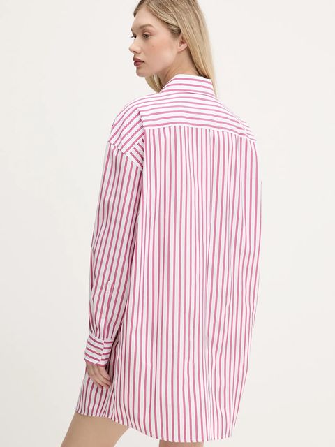 Tommy Jeans sukienka bawełniana kolor różowy mini oversize DW0DW21122