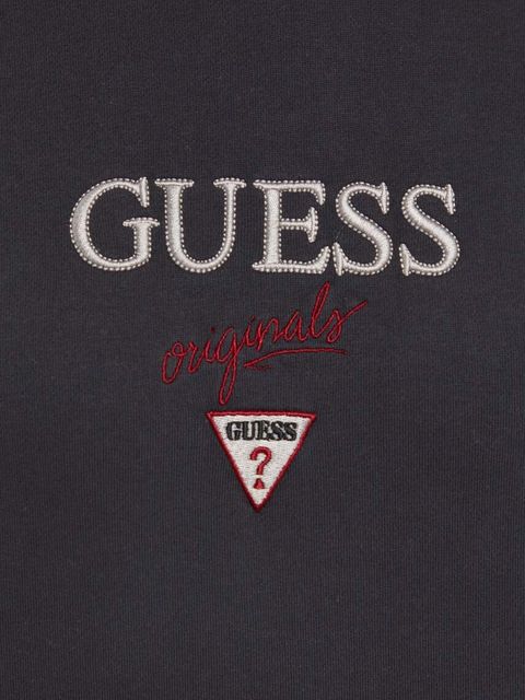 Guess Originals bluza kolor szary z kapturem z aplikacją