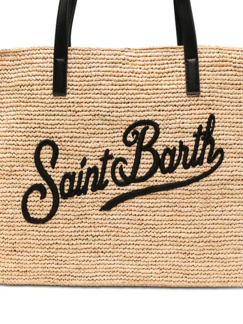 MC2 Saint Barth Raffia City logo-embroidered tote bag - Neutrals