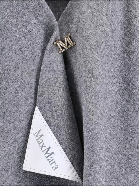 Max Mara logo-plaque cape - Grey