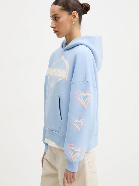 Karl Kani bluza damska kolor niebieski z kapturem z nadrukiem 61210082