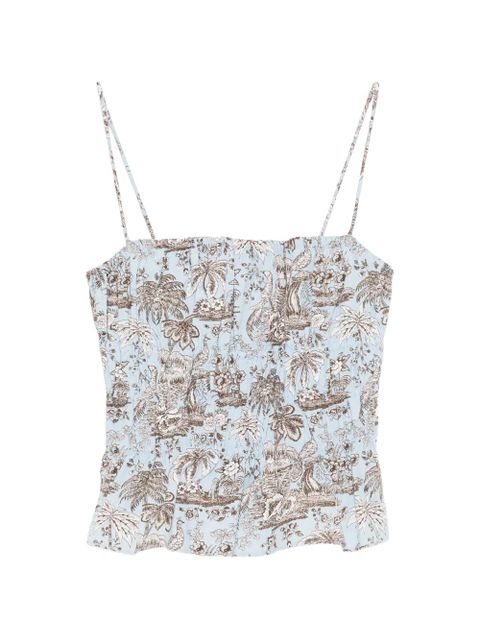 STAUD Ayla spaghetti-strap printed top - Blue - zdjęcie produktu nr 1