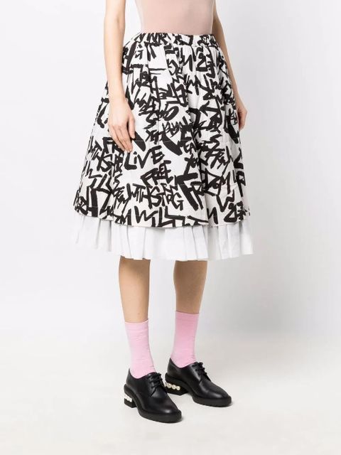 Comme Des Garçons Live Free-print skirt - Black