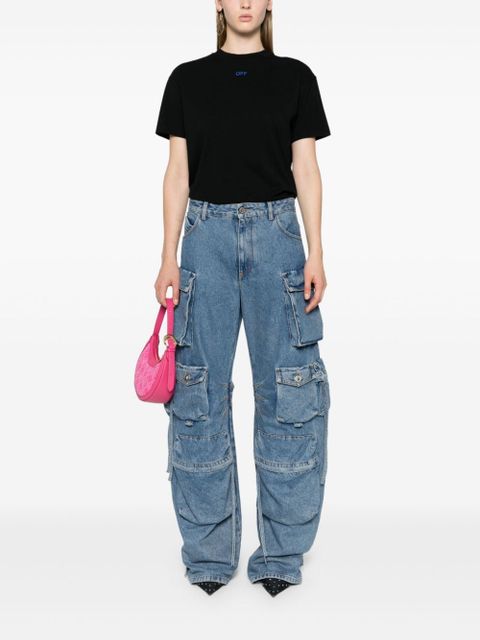 Off-White Arrows-embroidered cotton T-shirt - Black