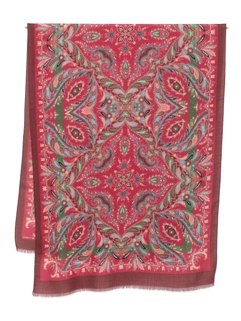 ETRO paisley-pattern wool scarf - Pink