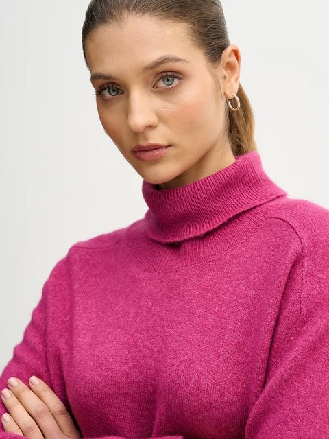 United Colors of Benetton sweter damski kolor fioletowy lekki z golfem 11CZD204F