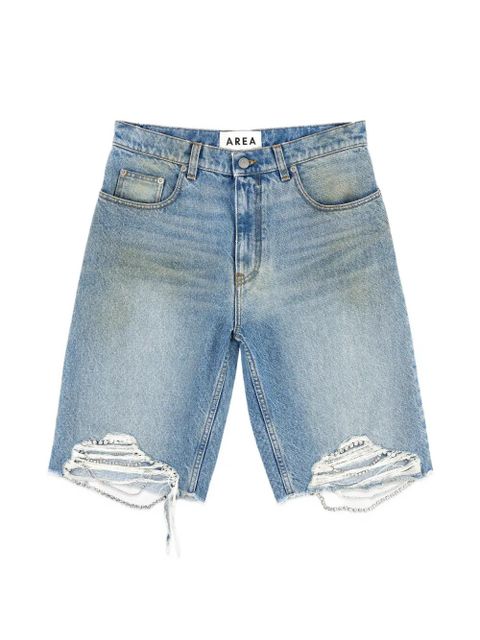 AREA crystal-embellished frayed shorts - Blue - zdjęcie produktu nr 1