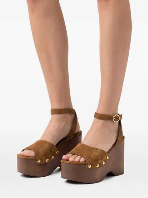 Gianvito Rossi 115mm wedge sandals - Brown
