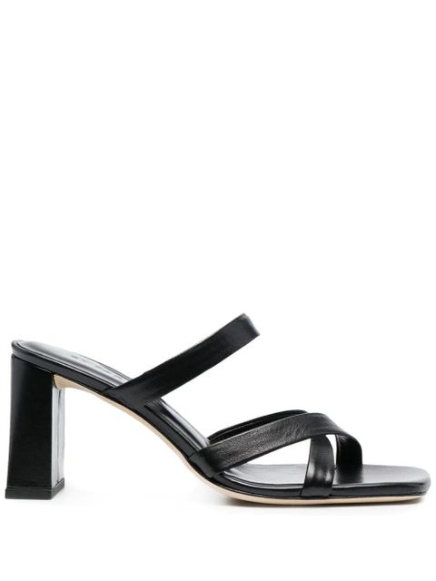 BY FAR square-toe leather sandals - Black - zdjęcie produktu nr 1