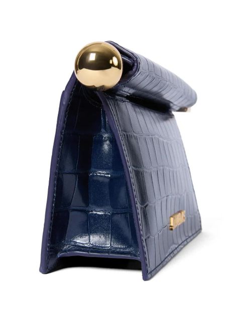 Jacquemus small Rond Carré croc-effect clutch bag - Blue