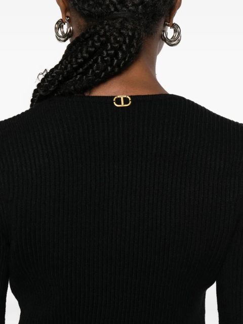 TWINSET v-neck ribbed knitted top - Black