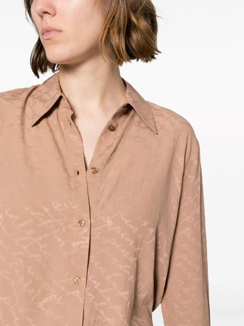 PINKO logo-print satin-finish shirt - Neutrals