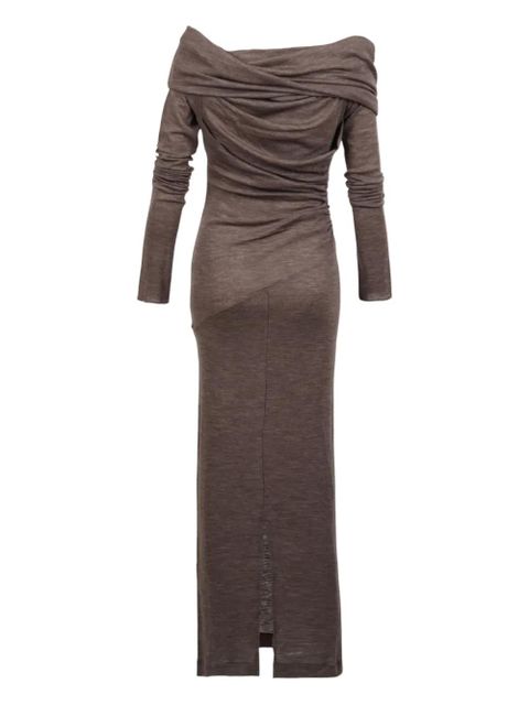 ENTIRE STUDIOS off-shoulder draped wool maxi dress - Brown - zdjęcie produktu nr 2