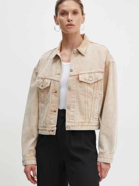 Levi's kurtka jeansowa damska kolor beżowy przejściowa A9155