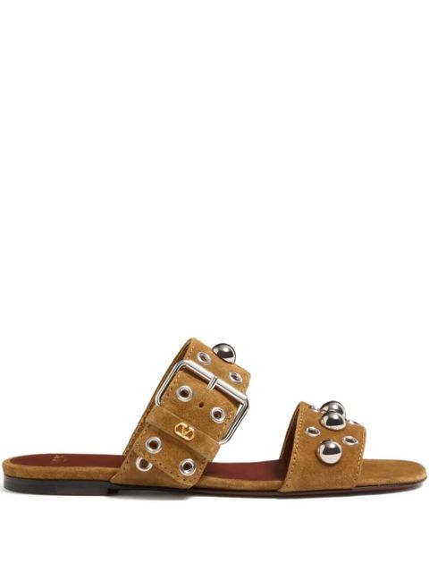 Valentino Garavani Nellcôte leather flat sandals - Brown - zdjęcie produktu nr 1