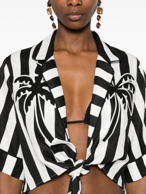 FARM Rio striped palm tree shirt - Black