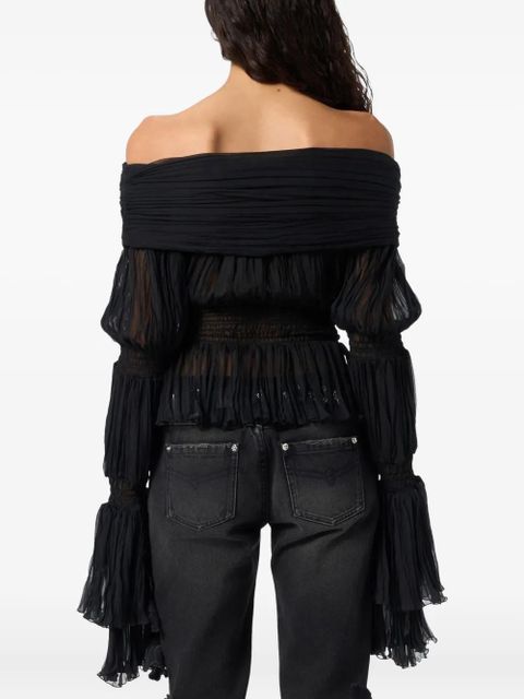 Blumarine pleated off-shoulder top - Black