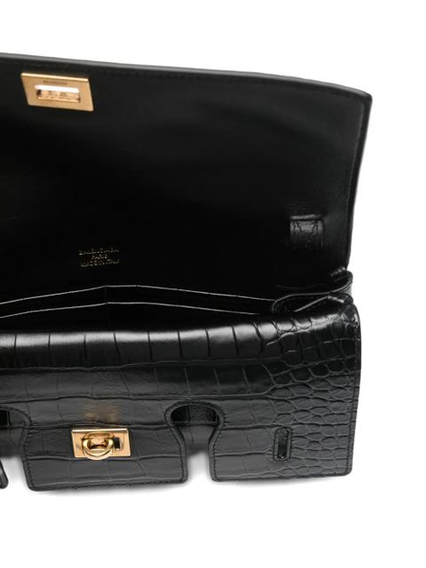 Balenciaga embossed croc crossbody bag - Black