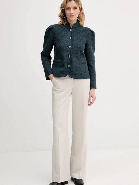 Hoss Intropia kurtka wełniana kolor turkusowy przejściowa 5432677 - zdjęcie produktu nr 2