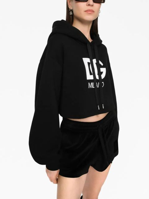 Dolce & Gabbana logo-patch cotton hoodie - Black