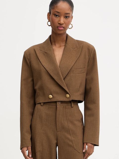 Haveone marynarka kolor brązowy dwurzędowa gładka JSO-P014 - zdjęcie produktu nr 1