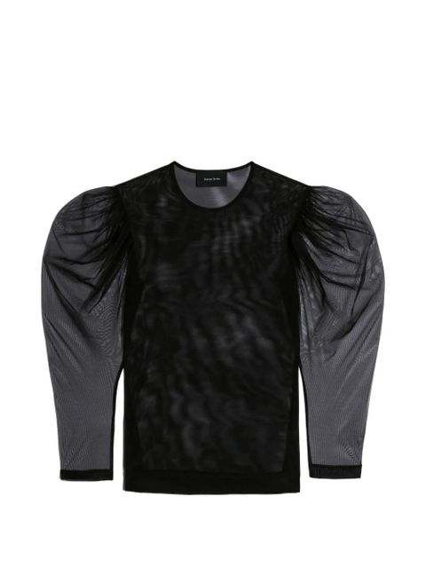 Simone Rocha sheer draped-sleeve top - Black - zdjęcie produktu nr 1