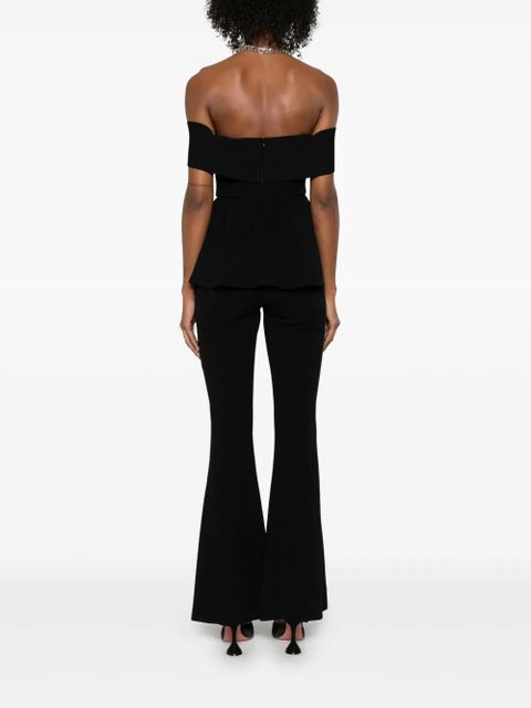 Self-Portrait crepe off-shoulder jumpsuit - Black