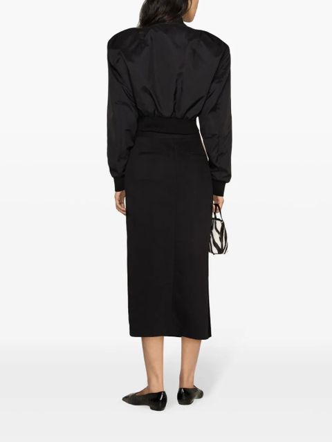 WARDROBE.NYC zip-up cropped bomber jacket - Black