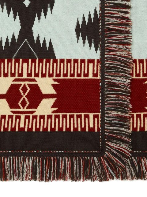 Alanui Icon jacquard fringed cardi-coat - Blue