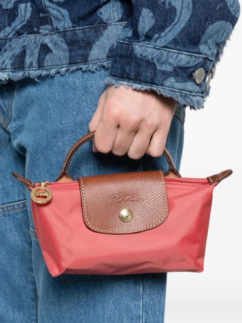 Longchamp mini Le Pliage leather-trim tote bag - Red - zdjęcie produktu nr 2