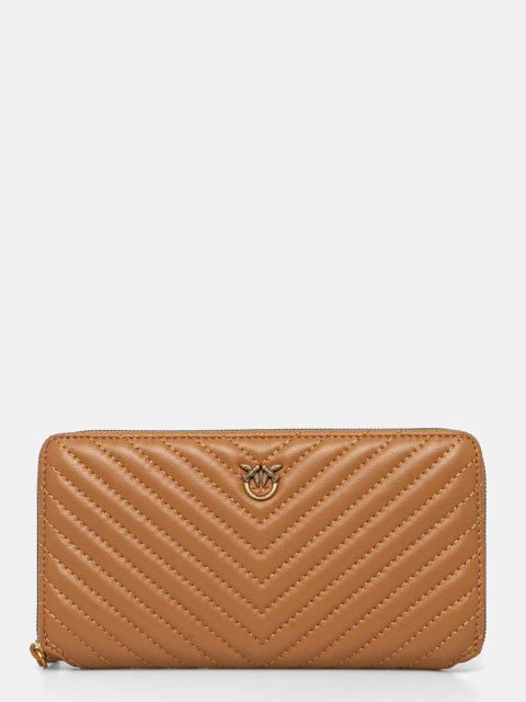 Pinko portfel skórzany damski kolor pomarańczowy