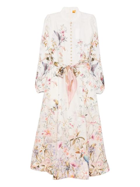 ZIMMERMANN Rebellion button floral-print midi dress - Neutrals