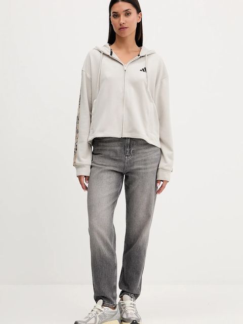 adidas bluza Animal damska kolor beżowy z kapturem z aplikacją JM1860 - zdjęcie produktu nr 2