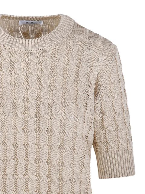Max Mara cable knit short-sleeve sweater - Neutrals