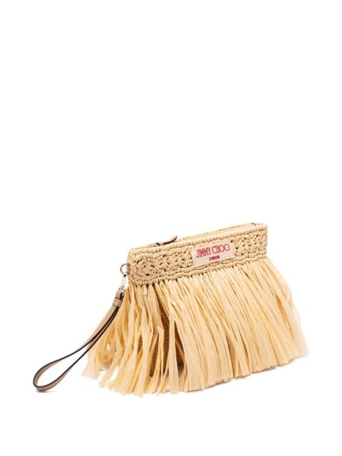 Jimmy Choo fringed zipped pouch - Neutrals