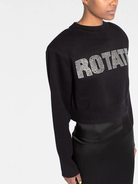 ROTATE BIRGER CHRISTENSEN long sleeves cropped sweatshirt - Black - zdjęcie produktu nr 2