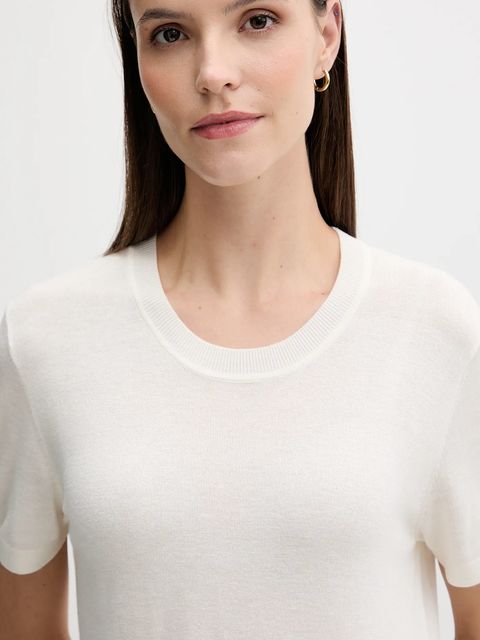 United Colors of Benetton t-shirt z jedwabiem damskie kolor beżowy 1ZRED10BK