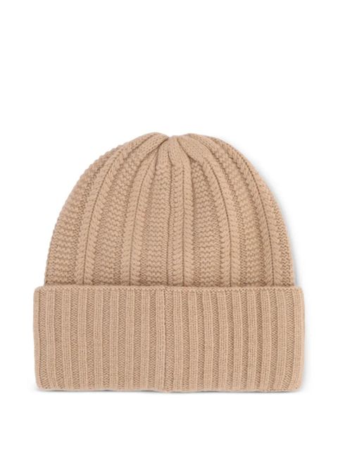 Max Mara ribbed logo-patch beanies - Brown