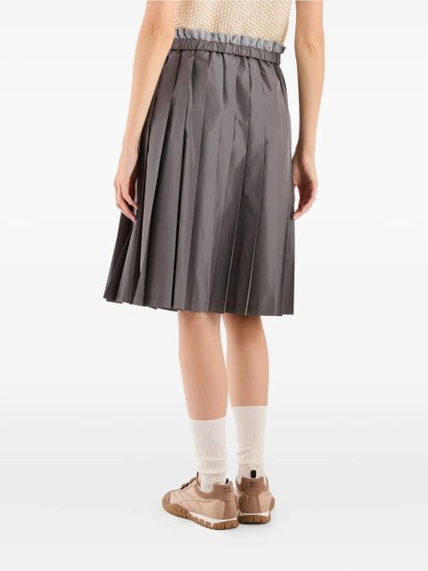 Miu Miu pleated logo-detail skirt - Grey