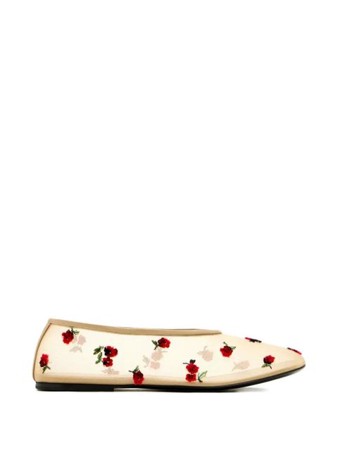 KHAITE Marcy raspberry-embroidery ballet flats - Neutrals