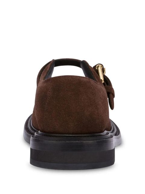 Moschino buckled suede loafers - Brown