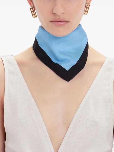 Victoria Beckham colour block-print silk scarf - Blue