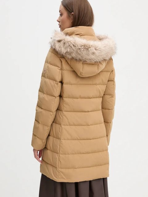 Tommy Hilfiger kurtka puchowa damska kolor beżowy zimowa WW0WW43234