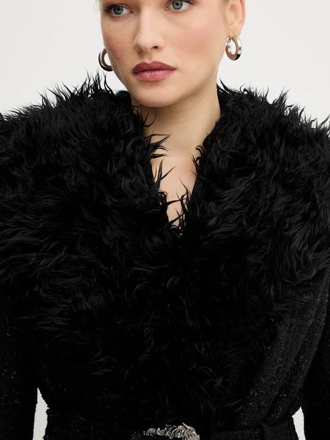 Versace Jeans Couture płaszcz z domieszką wełny kolor czarny 79HAT413 N0539