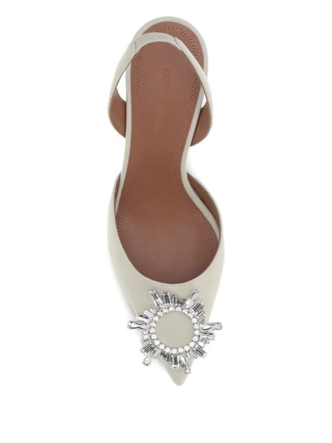 Amina Muaddi 70mm Begum crystal-embellished slingback mules - Neutrals