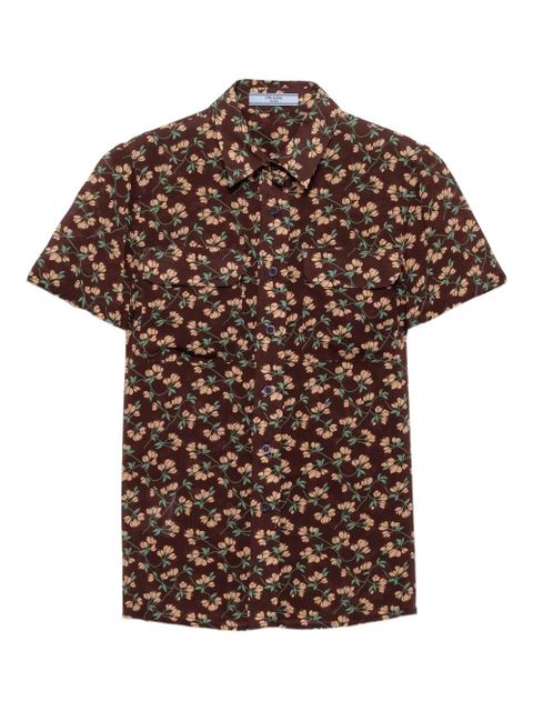 Prada floral-pattern patch-pocket shirt - Brown - zdjęcie produktu nr 1