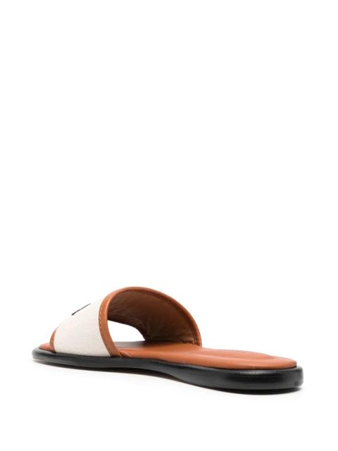 ISABEL MARANT Vikee logo cotton slides - Neutrals