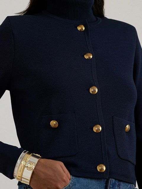 Lauren Ralph Lauren marynarka kolor granatowy jednorzędowa gładka 200P03460