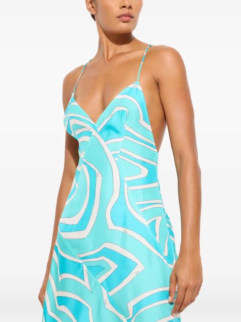 PUCCI Labirinto-print silk dress - Blue